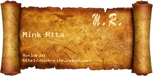 Mink Rita névjegykártya